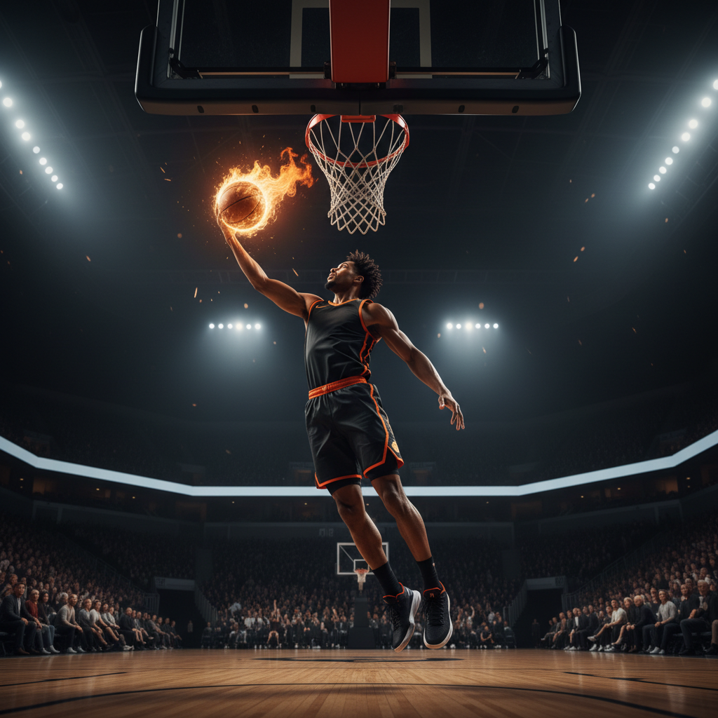 Flaming Basketball Dunk