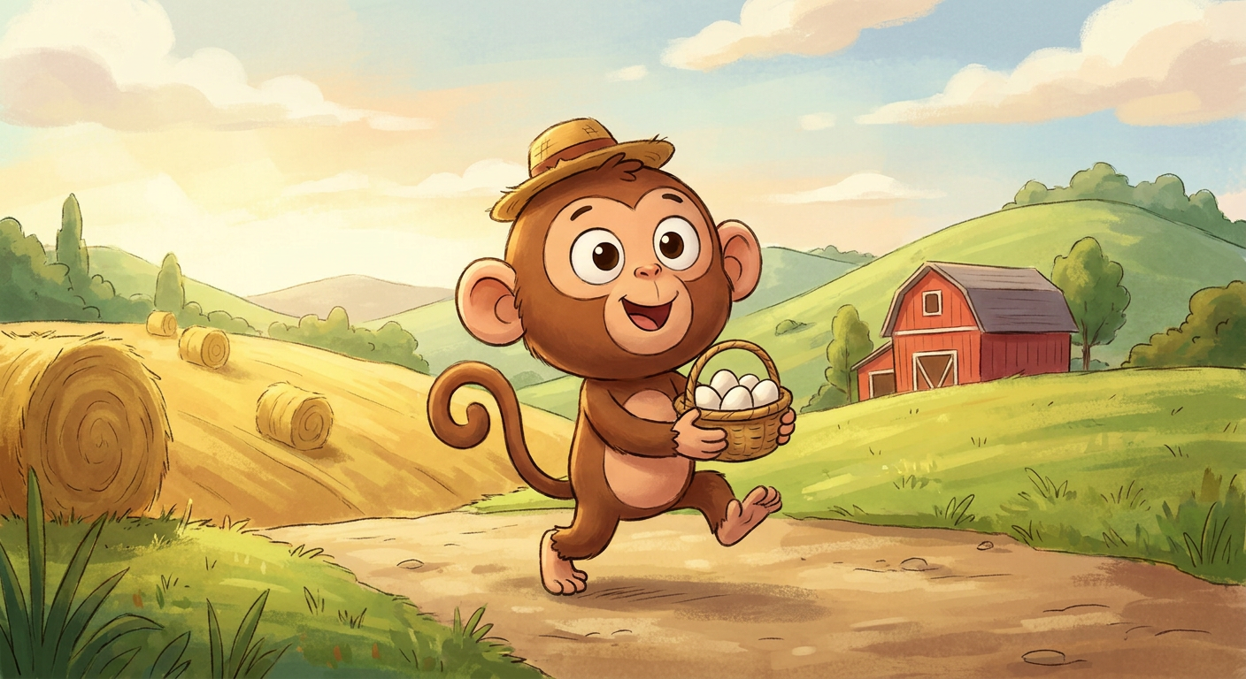 Pixar-Style Monkey on a Farm