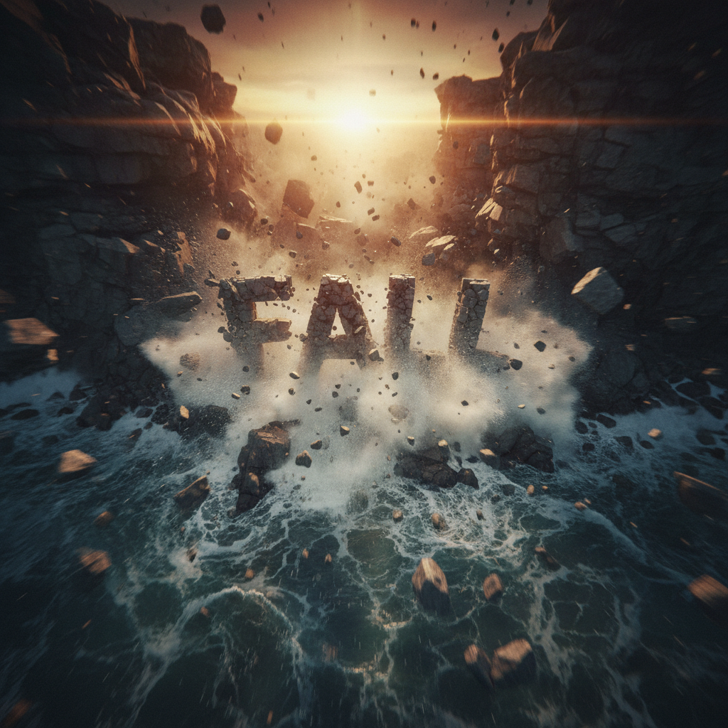 Collapsing Cliff Text VFX