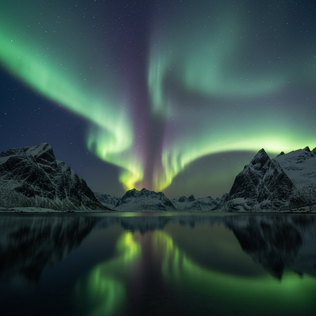 Aurora Borealis over Fjord
