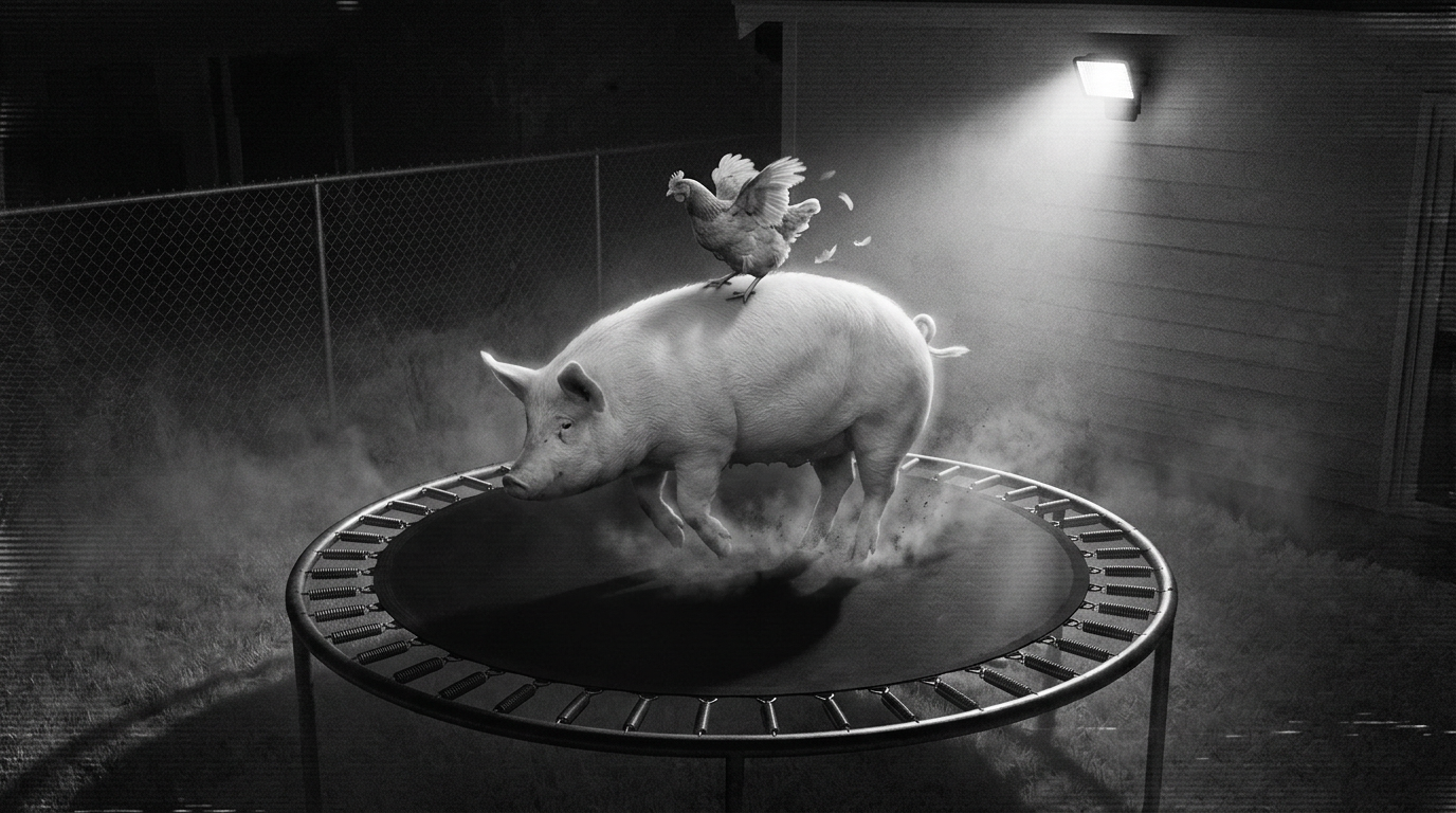 CCTV Pig and Chicken Trampoline Workout