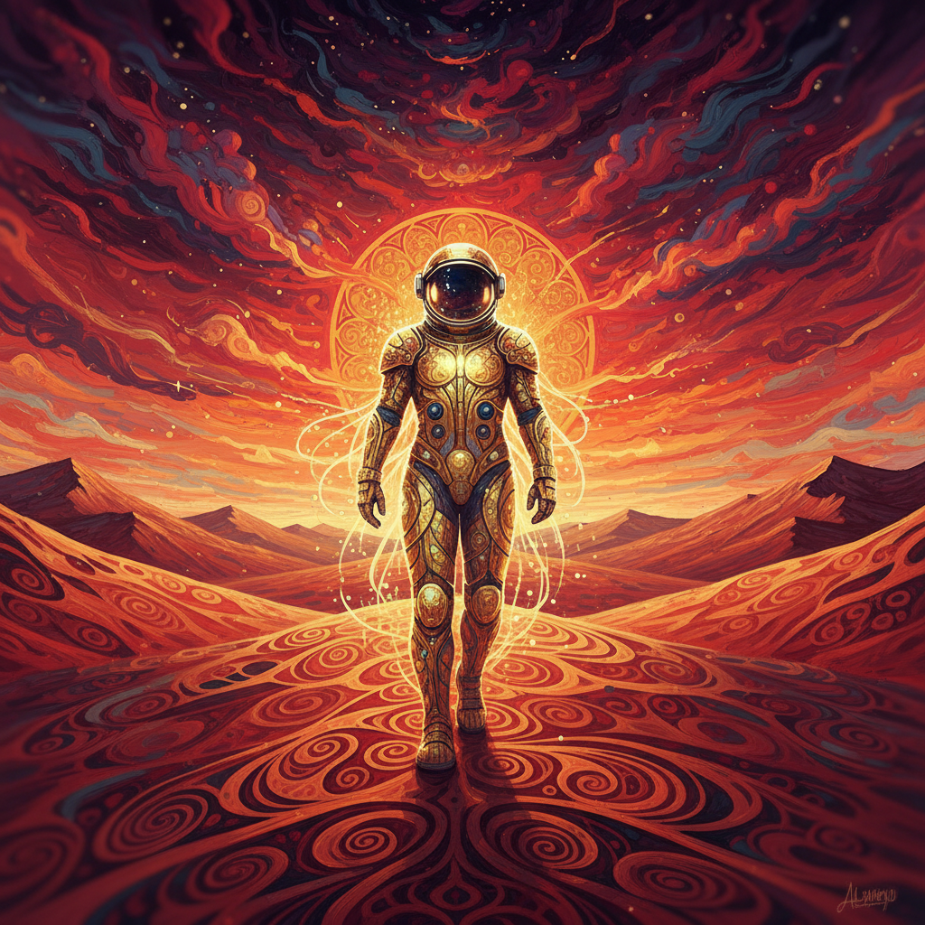 Art Nouveau Astronaut on Mars