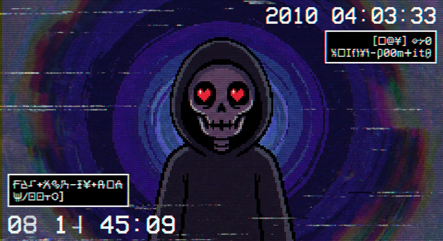 Retro 8-Bit Glitch Skeleton