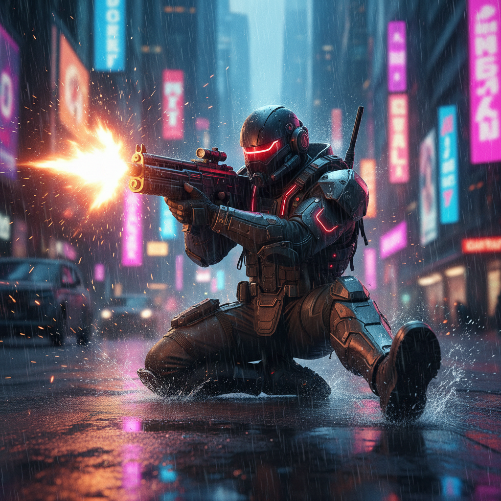 Cyberpunk Warrior Combat Slide