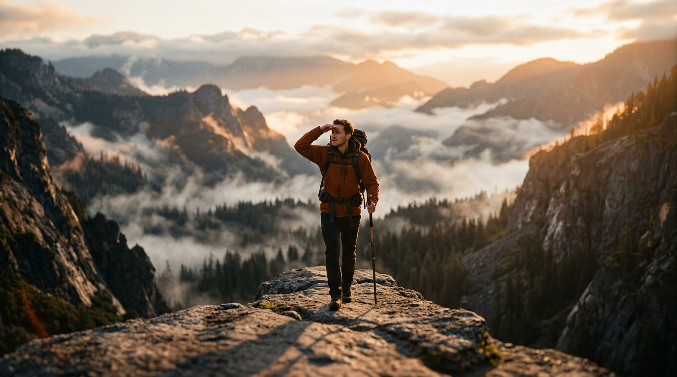 Hiker at Sunrise Canyon