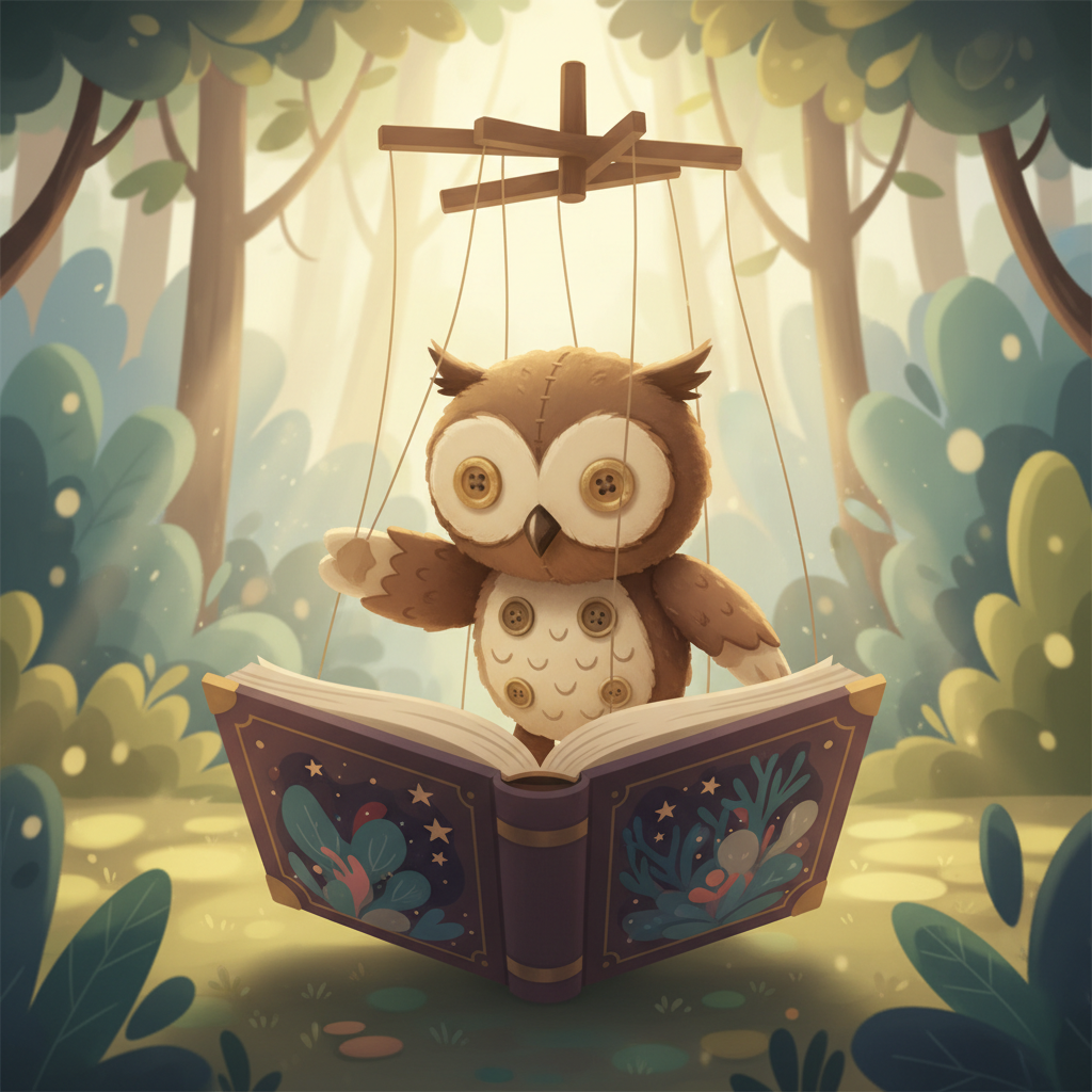 Owl Puppet Reading in Forest
